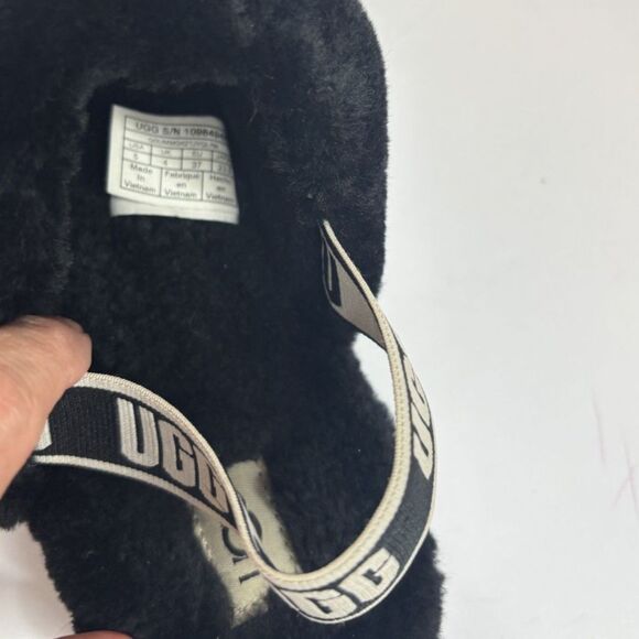 UGG Slippers Fluff Yeah Slide Black Sheepskin Slingback Sandals Womens - Picture 7 of 7